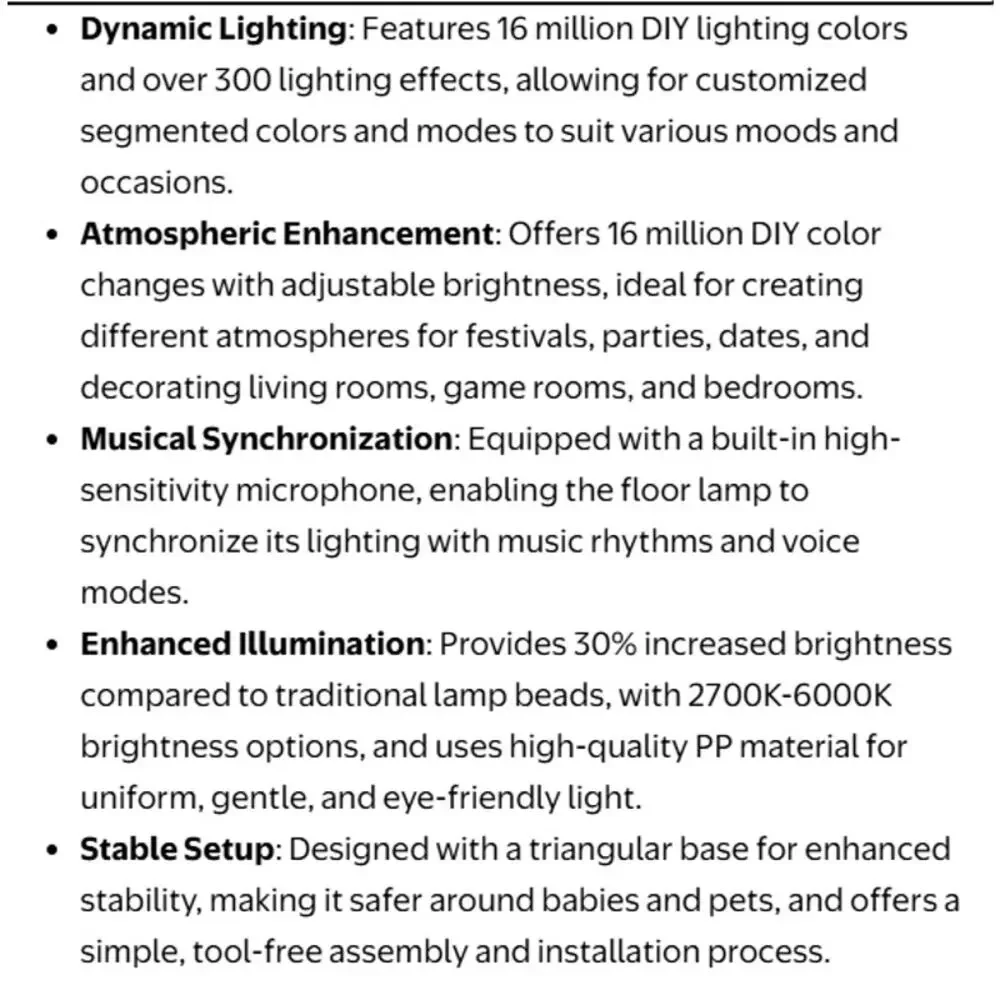 BRAND NEW ~ LED Color Changing Corner Floor Lamp Bluetooth APP Remote Music Sync